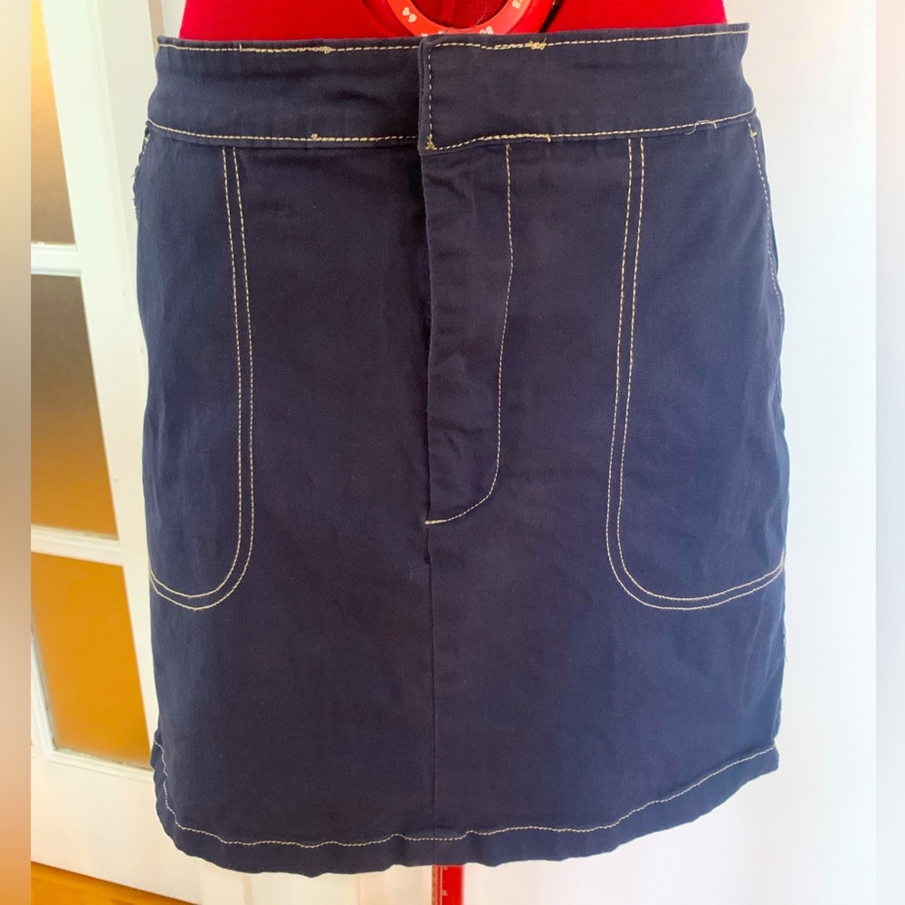 ModCloth Navy Skirt with Contrasting Stitching